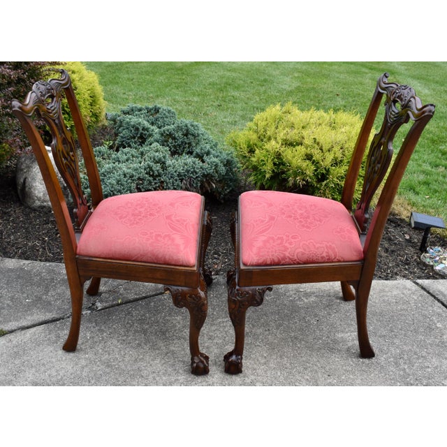 Brown Henredon Chippendale Mahogany Dining Chairs Vintage Ball & Claw Set of 2 For Sale - Image 8 of 18