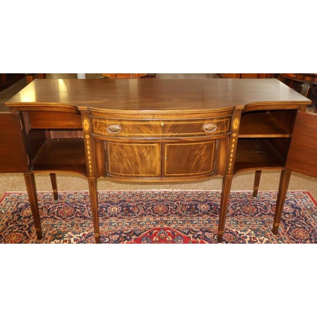 1990s 1990s Kittinger Regency Hepplewhite Style Mahogany Inlaid Server Buffet Sideboard For Sale - Image 5 of 11