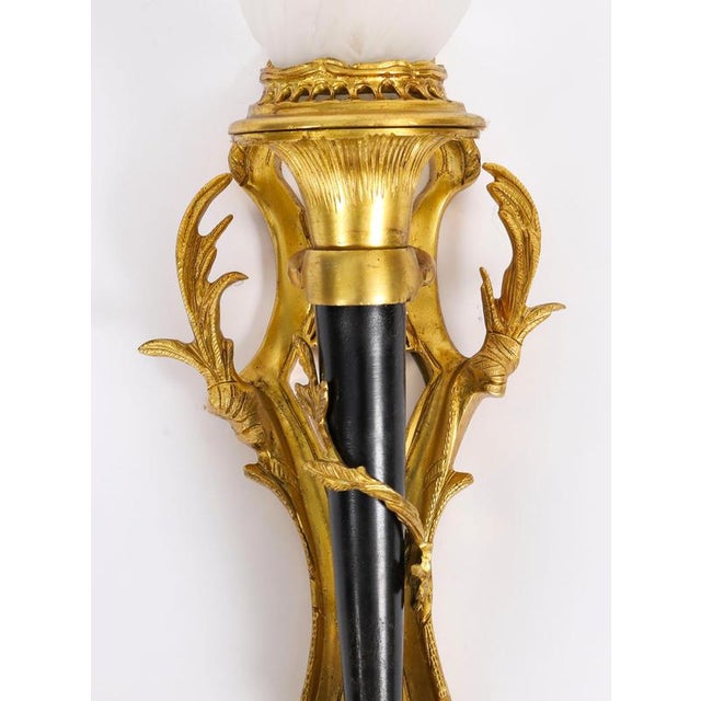 Antique Rococo Revival Ormolu and Glass Wall Lights, 1890s, Set of 2 For Sale - Image 6 of 10