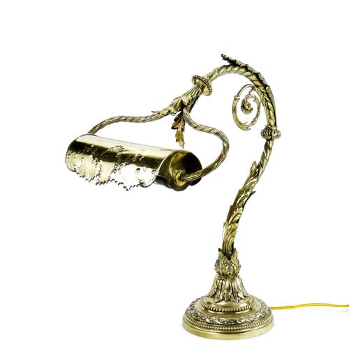1900s Art Nouveau Brass Desk Lamp For Sale - Image 5 of 6