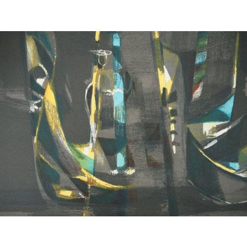 Marcel Mouly, The Gondolas in Front of St Georges at Night, Original Lithograph For Sale - Image 4 of 8