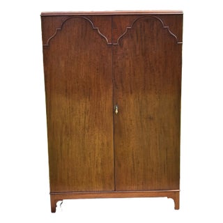 Vintage Art Deco Solid Mahogany Double Wardrobe / Housekeepers Cupboard For Sale