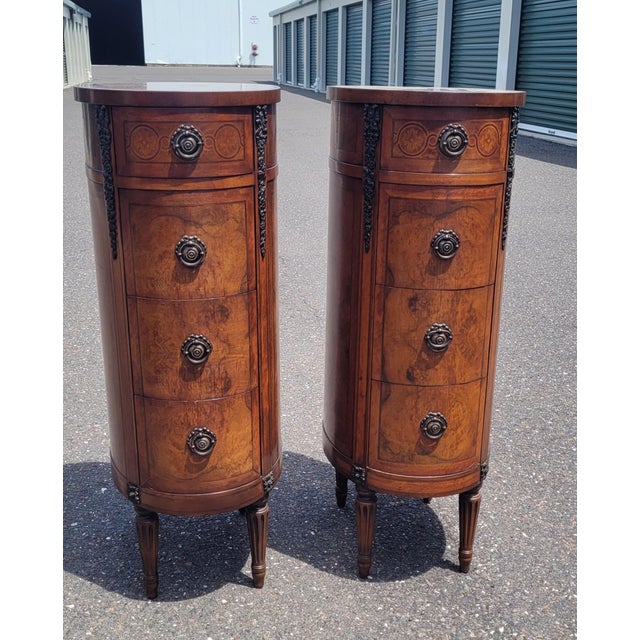 1920s Pair 1920s Tall Oval French End Table Night Stands For Sale - Image 5 of 18