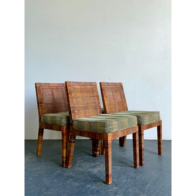Vintage Bielecky Brothers Woven Rattan Dining Chairs - Set of 4 For Sale In West Palm - Image 6 of 12