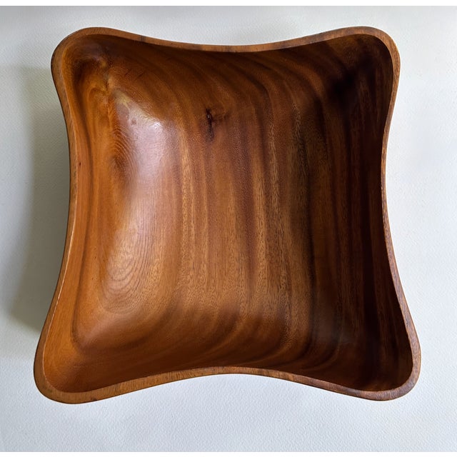 Vintage Handcrafted Pacific Merchants Acacia Wood Serving Bowl For Sale - Image 18 of 18