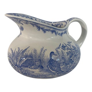 Antique 19th Century French Sarreguemines "Canards" Duck Motif Pitcher For Sale