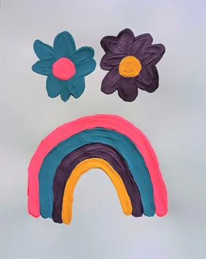 "Sad Rainbow #2" Contemporary Abstract Acrylic Painting by Frances Sousa