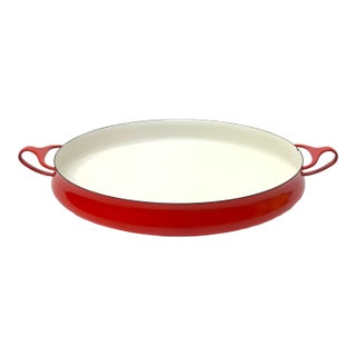 Extra Large Red Enamel Paella Pan by Dansk For Sale
