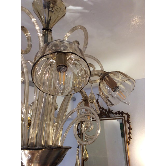 Murano Glass 6-Light Chandelier, 1930s For Sale - Image 6 of 14