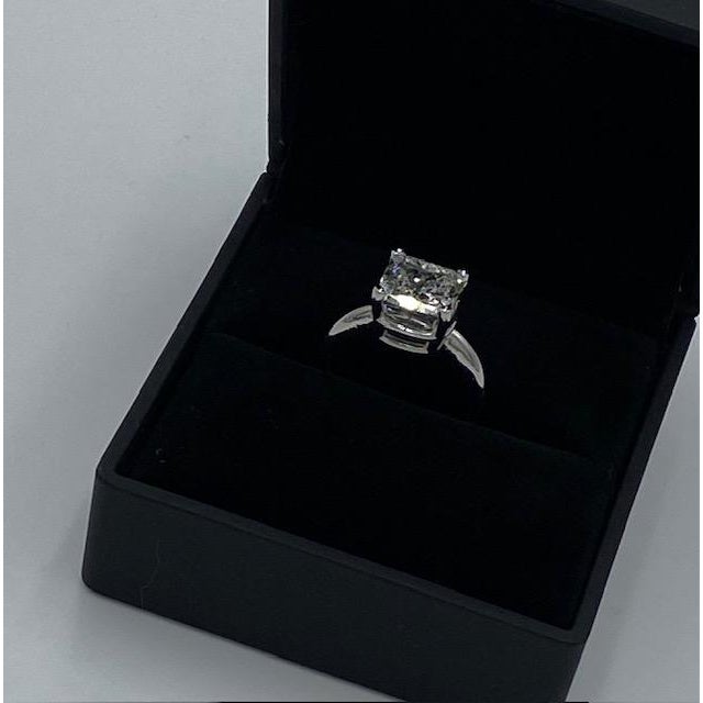 Metal Cushion-Cut Solitaire 5.01 Ct. Diamond Platinum Ring, Size 7 For Sale - Image 7 of 12