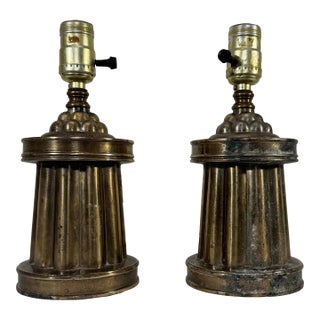 Vintage Neoclassical Revival Solid Brass Table Lamps, a Pair For Sale
