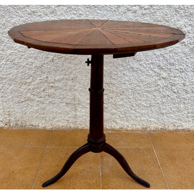 Early 20th Century French Rotating Round Side Table in Walnut, 1940s For Sale - Image 6 of 12