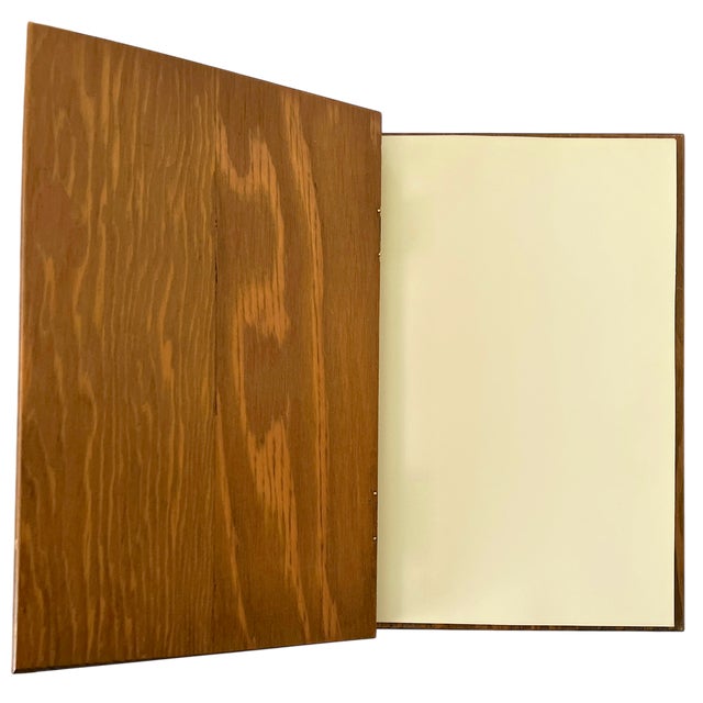 American Vintage Handcrafted Wooden Guest Book With Seashell Inlay & Leather Tie Closures For Sale - Image 3 of 9