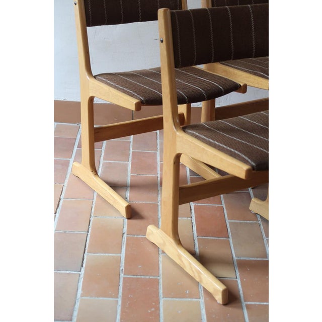 Dining Chairs in Beech and Striped Fabric from Farstrup Møbler, Denmark, 1970s, Set of 4 For Sale - Image 15 of 17