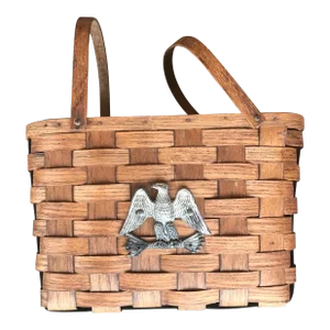 1976 Weaved Wood Basket With American Eagle