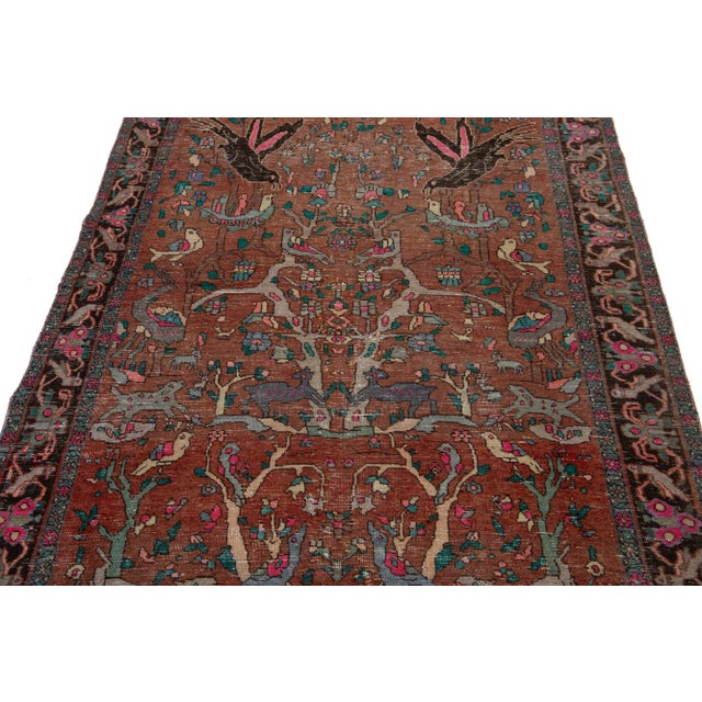 Brick Red 4 X 7 Antique Persian Wool Rug in Rust With Allover Design For Sale - Image 8 of 8