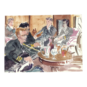 1950s Ivy Attwell Lounge Watercolor