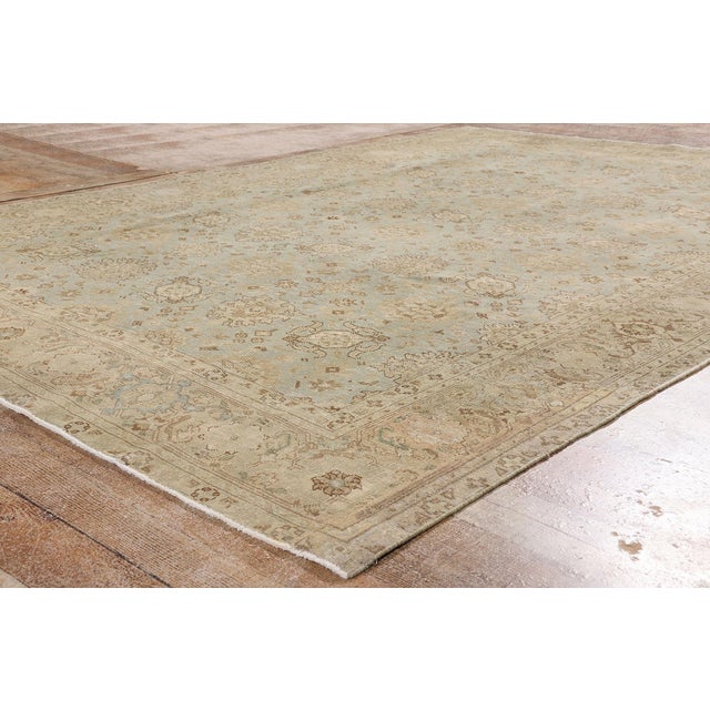Baby Blue Antique Persian Tabriz Rug, 06'06 X 09'04 For Sale - Image 8 of 10