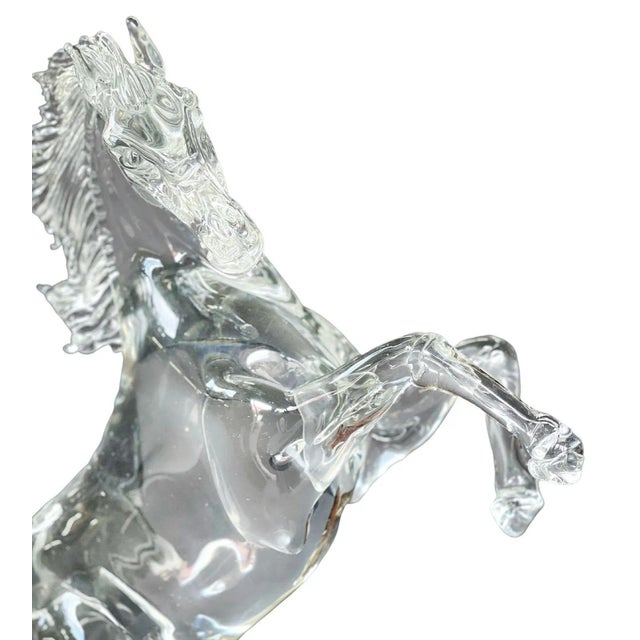 Italian 1980s Clear Murano Glass Horse Sculpture by Arnaldo Zanella For Sale - Image 3 of 7