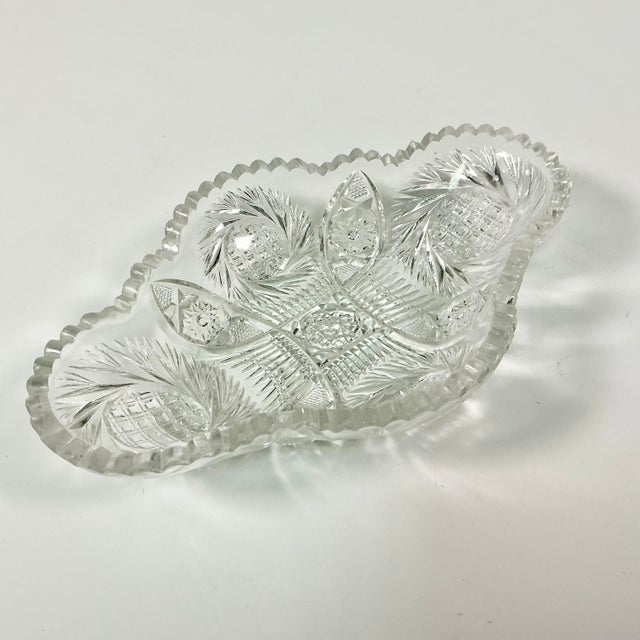 Late 19th Century Late 1800s Antique Boho Chic Hollywood Regency American Brilliant Cut Relish Serving Dish. For Sale - Image 5 of 10
