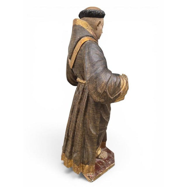 Spanish Artist, Sculpture of Saint Anthony of Padua, 1670, Wood For Sale - Image 10 of 16