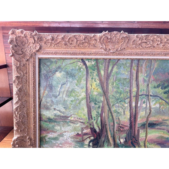 Large oil on canvas signed by Reine Cimière, a 20th-century French painter and lithographer, represented in several French...