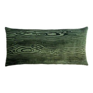 Kevin O'Brien Woodgrain Evergreen Mini Cut Velvet Pillow For Sale