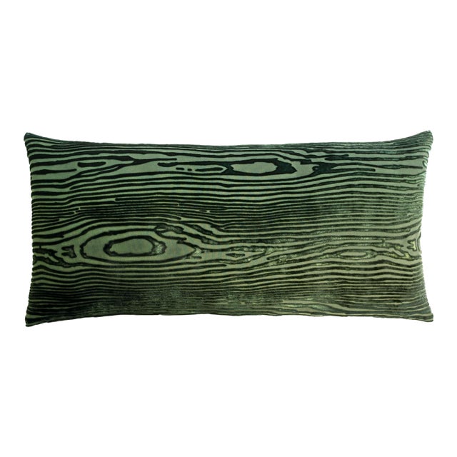Kevin O'Brien Woodgrain Evergreen Mini Cut Velvet Pillow For Sale