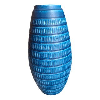 Vintage Blue Ceramic Vase by Jasba, 1970s For Sale