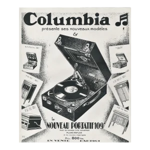 1929 French Art Deco Music Advertisement Print-Columbia Portable Sound