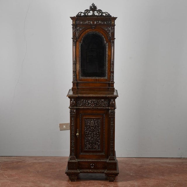 Carved Walnut Bedside Table with Foldaway Kneeler from Giuseppe Sellerio Milano, Late 19th Century For Sale - Image 11 of 18