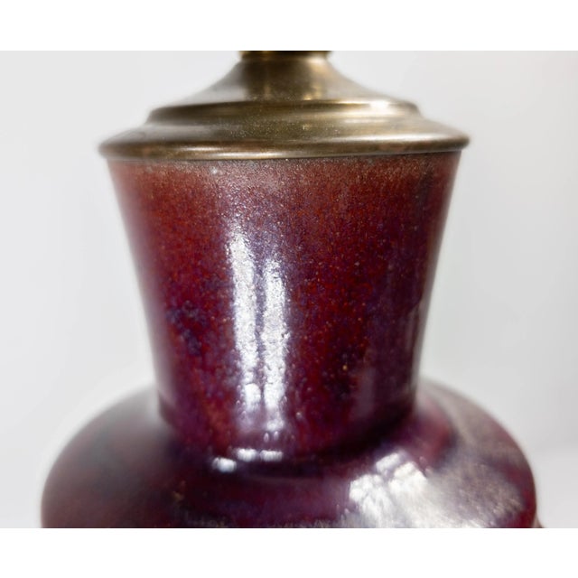 Mid-Century Chinese Style Flambe French or American Art Pottery Table Lamp For Sale - Image 9 of 17