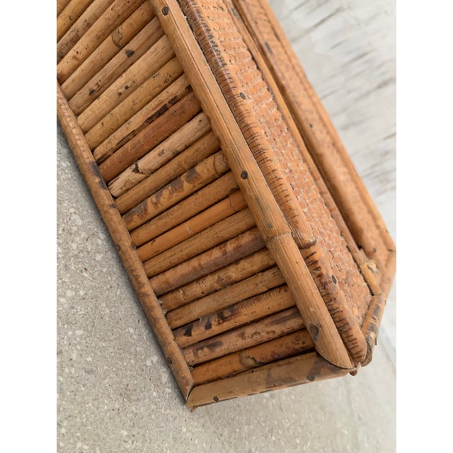 Gabriella Crespi Vintage 1970’s 'Scorched Tortoise' Bamboo, Rattan. Wicker Tissue Box Cover in the Crespi Style For Sale - Image 4 of 12