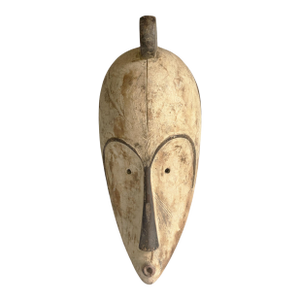 Vintage African Fang Elongated Face Wooden Mask Gabon 17.5" H