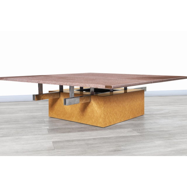 Saporiti Vintage Italian Adjustable Maple and Granite Coffee Table by Giovanni Offredi for Saporiti For Sale - Image 4 of 13