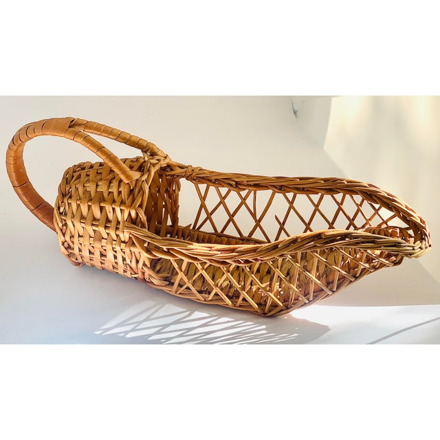 Vintage Hand Woven Wicker Wine Bottle Caddy Holder For Sale - Image 11 of 11
