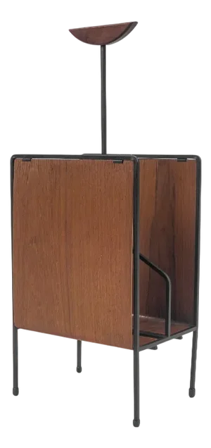 Vintage Scandinavian Magazine Rack in Teak and Metal, 1960s