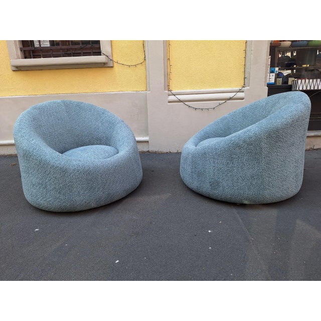 Set of Vintage Tub Chairs in Light Blue Bouclé Fabric, 2000s For Sale - Image 9 of 13