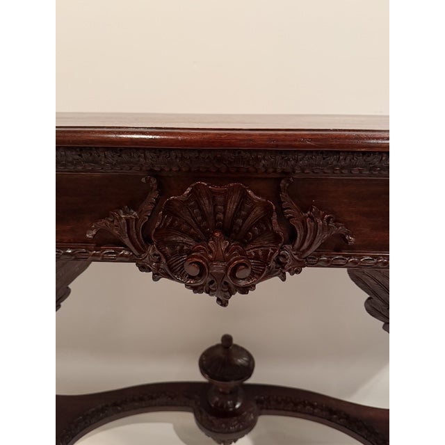 Wood Italian Carved Wood & Onyx Highly Carved Console Table For Sale - Image 7 of 15