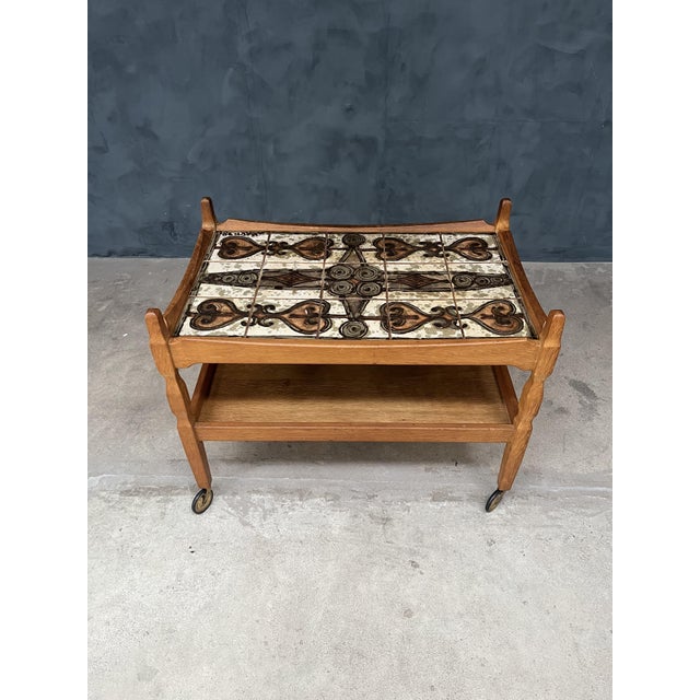 Mid-Century Modern Tile Rolling Table by Henning Kjærnulf, 1960s For Sale - Image 3 of 7