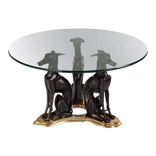 Mid-Century Maitland-Smith Whippets Art Deco Style Brass Bronze Cocktail Table For Sale