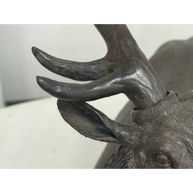Brown Majestic Antlered Resin Reindeer Sculptures, Pair For Sale - Image 8 of 12