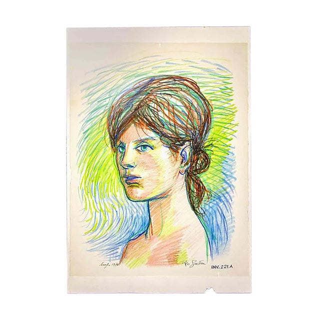 Leo Guide, Portrait, 1970, Original Drawing For Sale