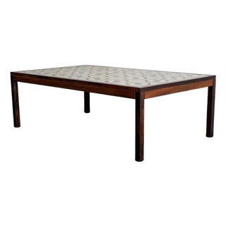 Rosewood Ceramic Tile Top Coffee Table Danish Mid-Century Modern 1970s For Sale