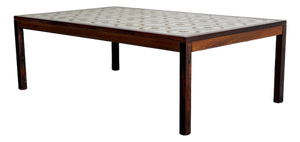 Rosewood Ceramic Tile Top Coffee Table Danish Mid-Century Modern 1970s