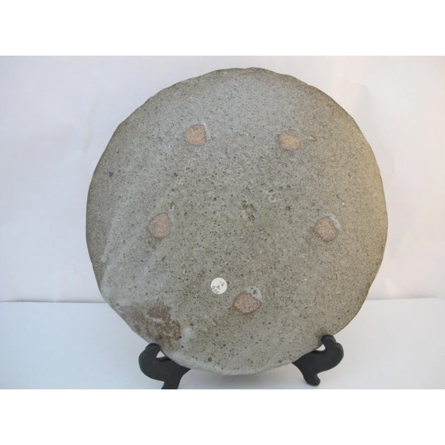 Japanese Bizen Style Studio Pottery Plate W/Flower Blossom Design Signed For Sale - Image 4 of 6