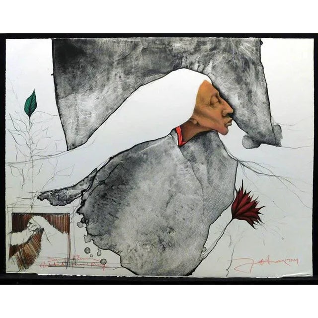 1980s "Summer Flower" Portrait Lithograph by Frank Howell For Sale - Image 4 of 4