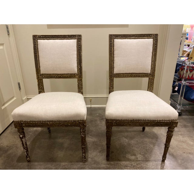 Linen Early 20th Century Antique Italian Accent Chairs - Pair For Sale - Image 8 of 8