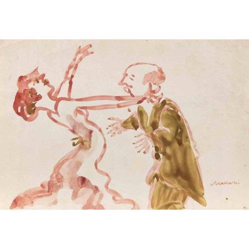 Watercolor on paper realized by Mino Maccari in 1950s. Hand signed lower right. Very good condition. This piece is...