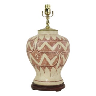 Vintage Exquisite Tribal-Style Ceramic Ginger Jar Table Lamp For Sale
